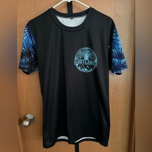 Men's Black Short Sleeve Tee with Blue Graphic Sleeves